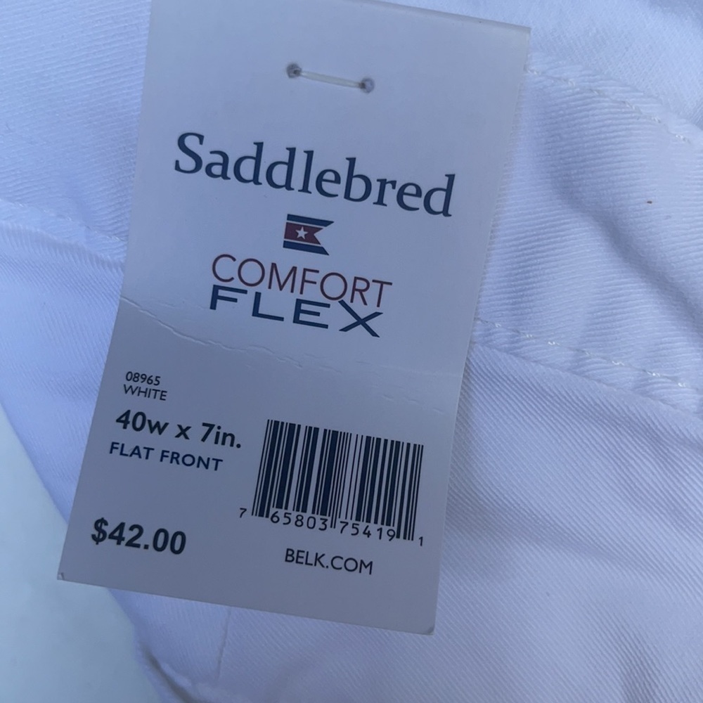 SADDLEBRED Mens 7 Inch White Twill Shorts NEW 40 - Picture 6 of 9